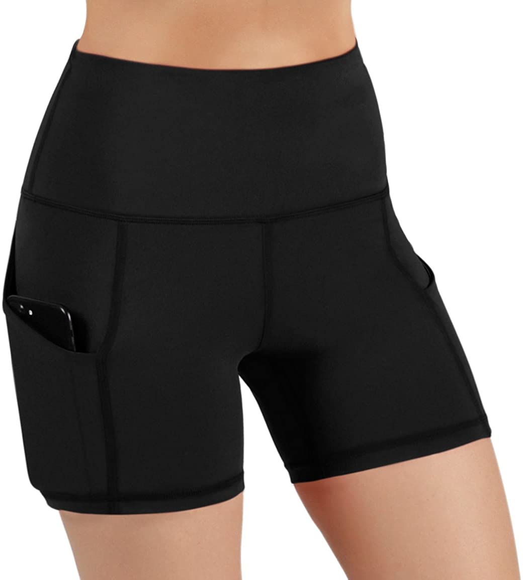 Price:$19.98    ODODOS High Waist Out Pocket Yoga Short Tummy Control Workout Running Athletic Non See-Through Yoga Shorts,Black,X-Small  Clothing