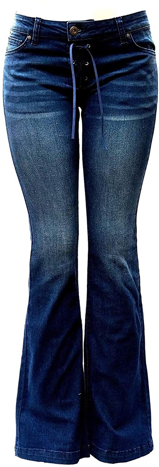 Price:$18.99 WAX / Jack David JEANS Womens Juniors 70s Trendy Slim Fit Flared Bell Bottom Denim Jean Pants at Amazon Women's Jeans store