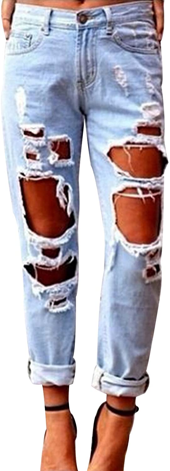 Price:$16.39 Fboards Womens Ladies Stretch Faded Ripped Slim Fit Skinny Denim Jeans at Amazon Women's Jeans store