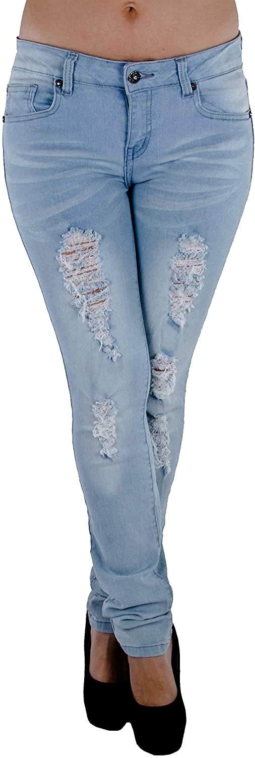 Price:$17.99 Plus Size Mid Waist Colombian Design Butt Lift Ripped Skinny Denim Jeans at Amazon Women’s Clothing store