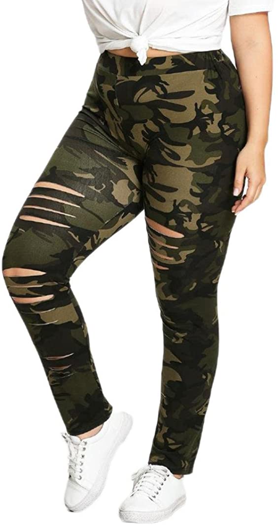 Price:$5.99 GoodLock Women Camouflage Leggings Fashion Plus Size Trousers Sport Hole Casual Pants at Amazon Women’s Clothing store