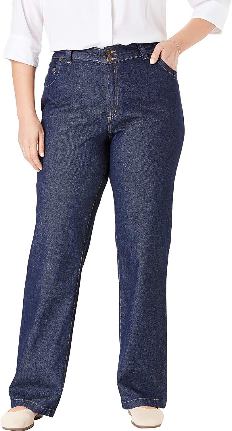 Price:$22.08 Woman Within Women's Plus Size Wide Leg Cotton Jean at Amazon Women's Jeans store