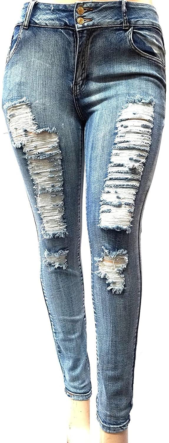 Price:$15.99 Jack David/Sweet Look/Pasion Womens Plus Size Acid Wash Distressed Ripped Blue Skinny Denim Jeans Pants Super Plus Size 14-34 at Amazon Women's Jeans store
