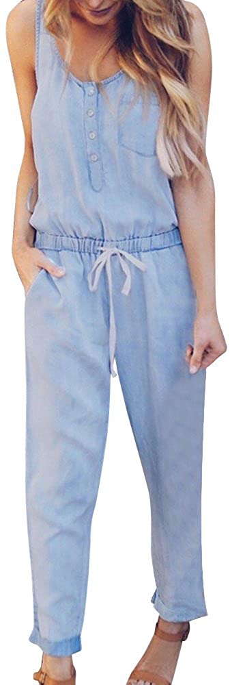 Price:$4.89    ZEFOTIM Womens Loose Jumpsuit Strap Belt Bib Pants Trousers Casual Overall Pants  Clothing