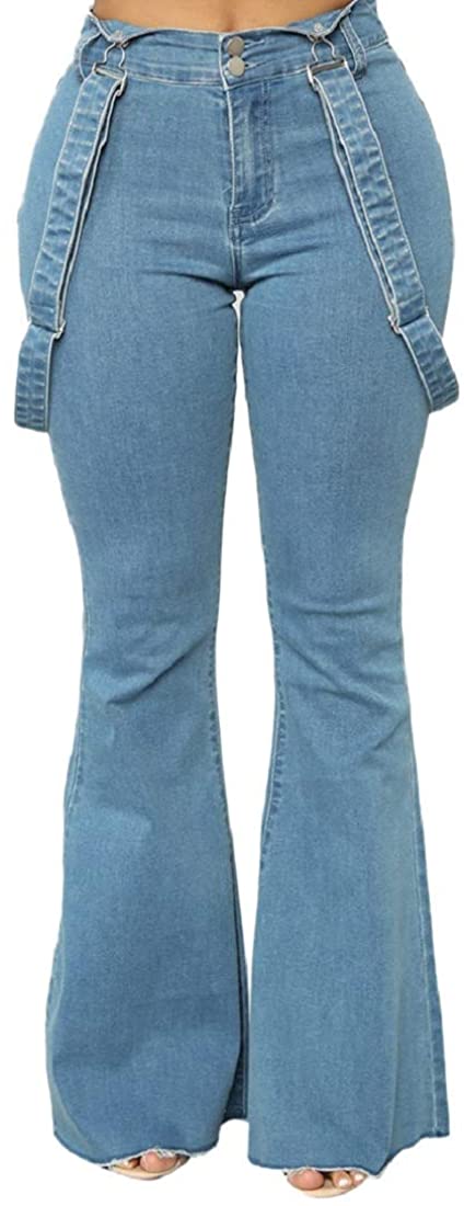 Price:$3.99 Aonember Women' s Bell Bottom Pants High Waist Stretch Flared Jeans Wide Leg Tassel Slim Denim Pants Jumpsuits at Amazon Women's Jeans store
