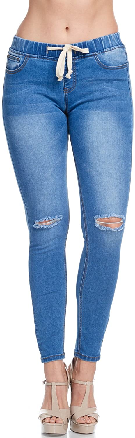Price:$19.99 TwiinSisters Women's Stretch Knee Cut Denim Skinny Jogger Size Small to 3X at Amazon Women's Jeans store