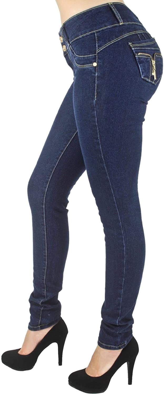 Price:$16.99 Women Plus/Junior Size Colombian Design Mid Waist Butt Lift Skinny Jeans at Amazon Women's Jeans store