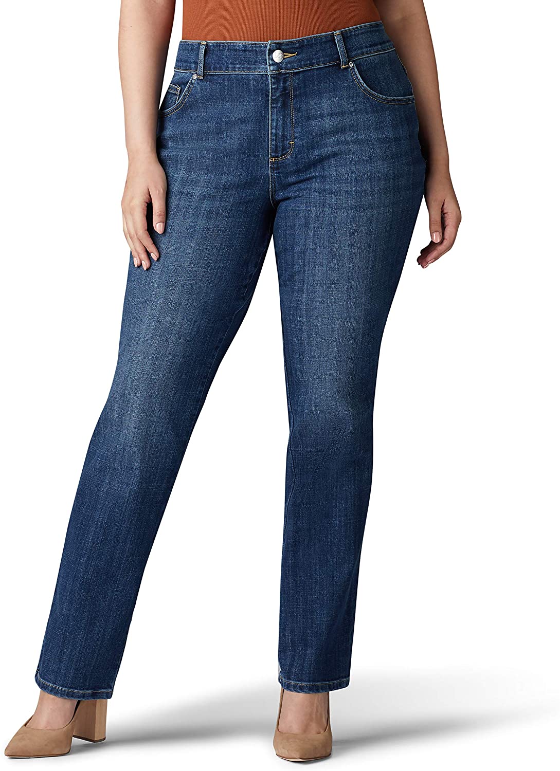 Price:$19.00 LEE Women's Plus Size Relaxed Fit Straight Leg Jean at Amazon Women’s Clothing store