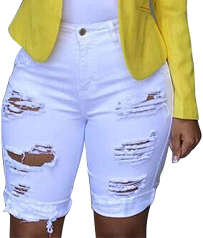 Price:$5.99 SERYU Fashion Women Jeans Denim Hole Female High Waist Stretch Slim Sexy Pencil Pants at Amazon Women's Jeans store