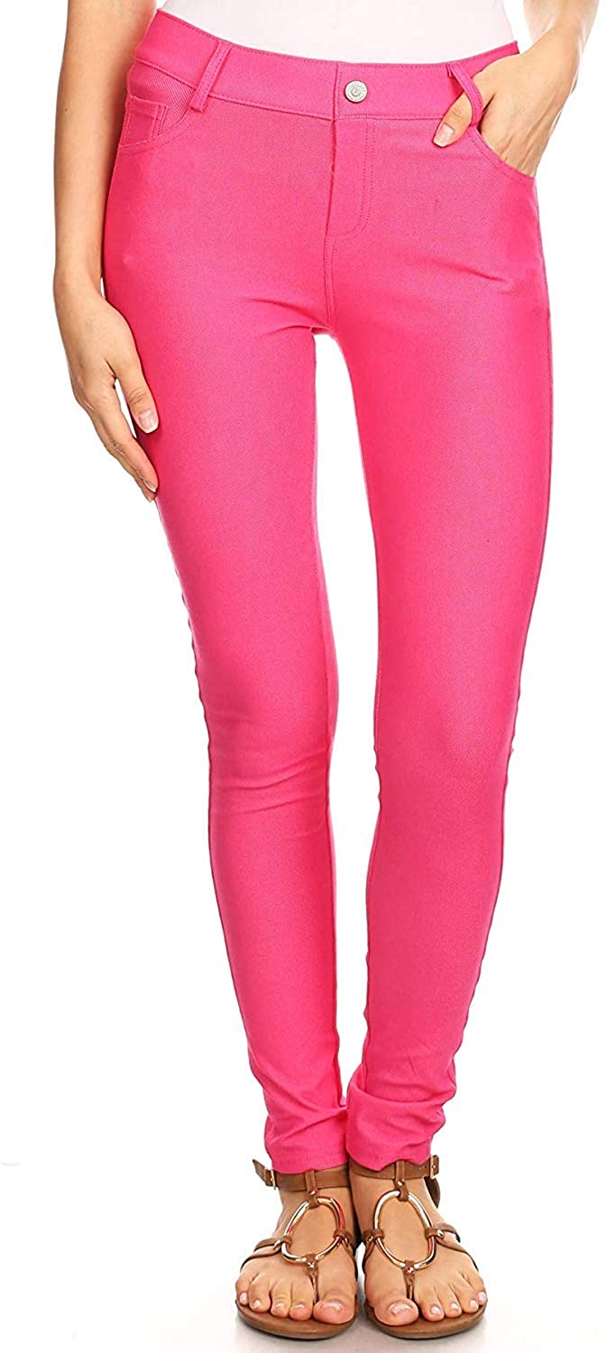 Price:$22.99 ICONOFLASH Women's Stretch Jeggings with Pockets Slimming Cotton Pull On Jean Like Leggings Regular-Plus Size at Amazon Women’s Clothing store