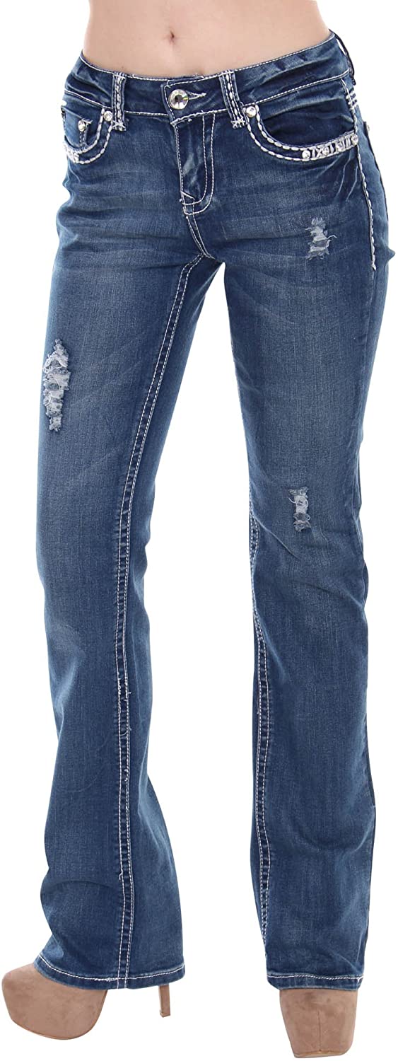 Price:$26.99    Sexy Couture Women's S96-PB Mid Rise Flare Bottoms Boot Cut Jeans  Shoes
