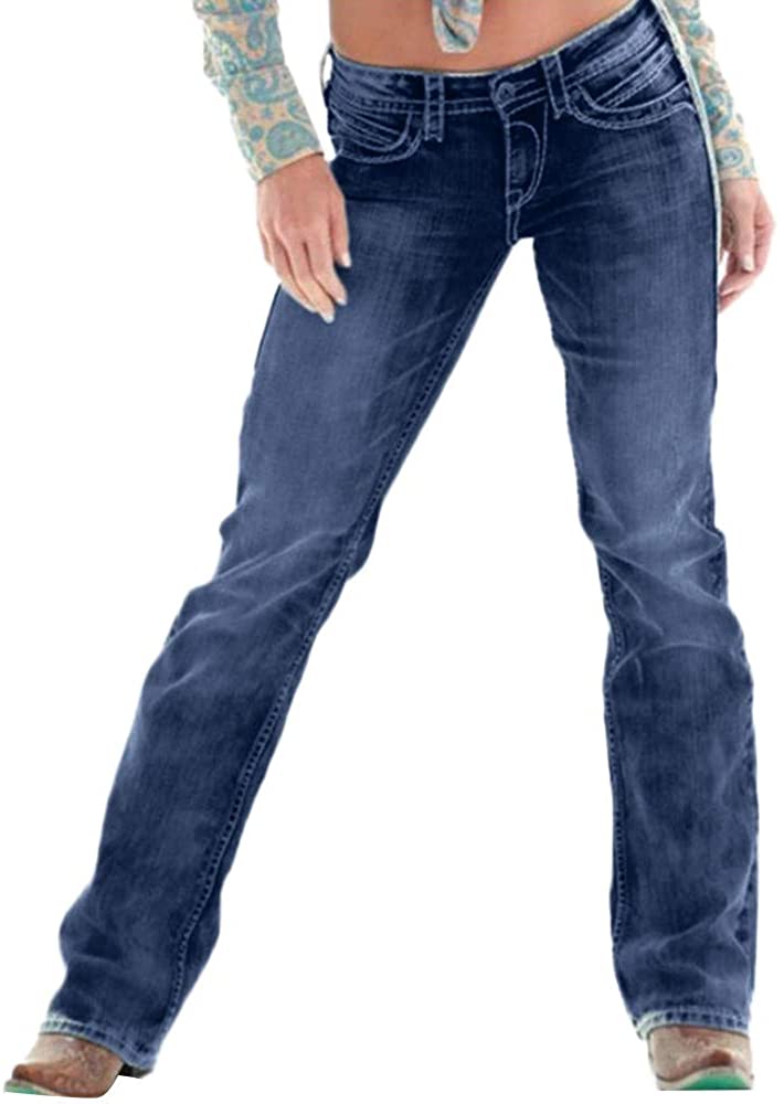 Price:$11.36 JOFOW Womens Jeans Straight Leg Washed Distressed Denim High Waist Casual Loose Long Pants at Amazon Women's Jeans store
