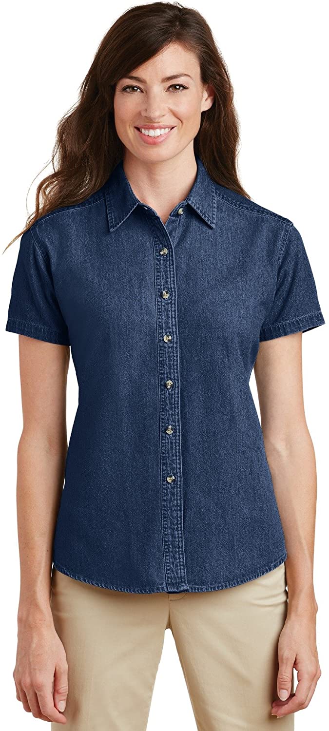 Price:$15.98 Port & Company Women's Short Sleeve Value Denim Shirt at Amazon Women’s Clothing store