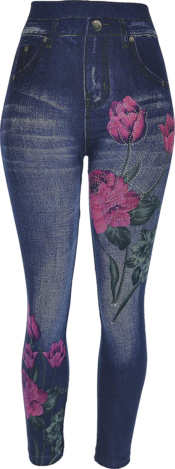 Price:$12.99 Hand By Hand Women's Leggings Jeans Look Printed Stretch [03 Sparkle](One Size) at Amazon Women’s Clothing store