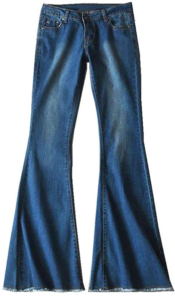 Price:$9.09 Kehen Women Asymmetric Tassel Flared Slit Ripped Denim Pants Fashion Flare Bell Bottom Jean at Amazon Women’s Clothing store