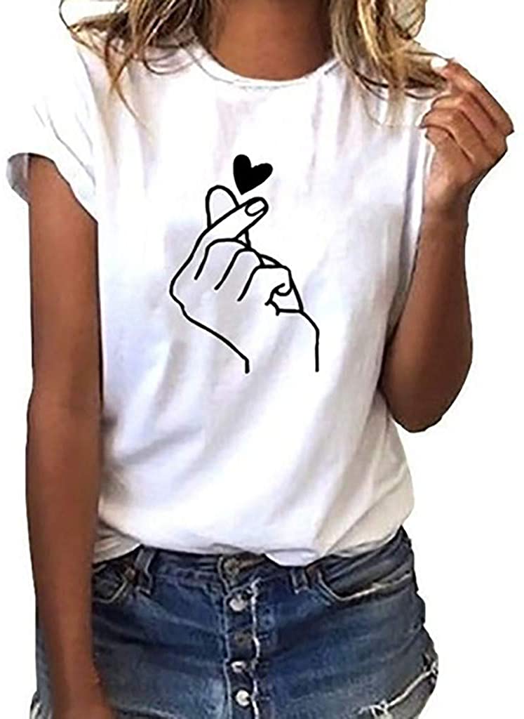 Price:$3.78 Fashion Women's Casual T-Shirt Loose Short-Sleeved Leaf Print O-Neck Top at Amazon Women’s Clothing store