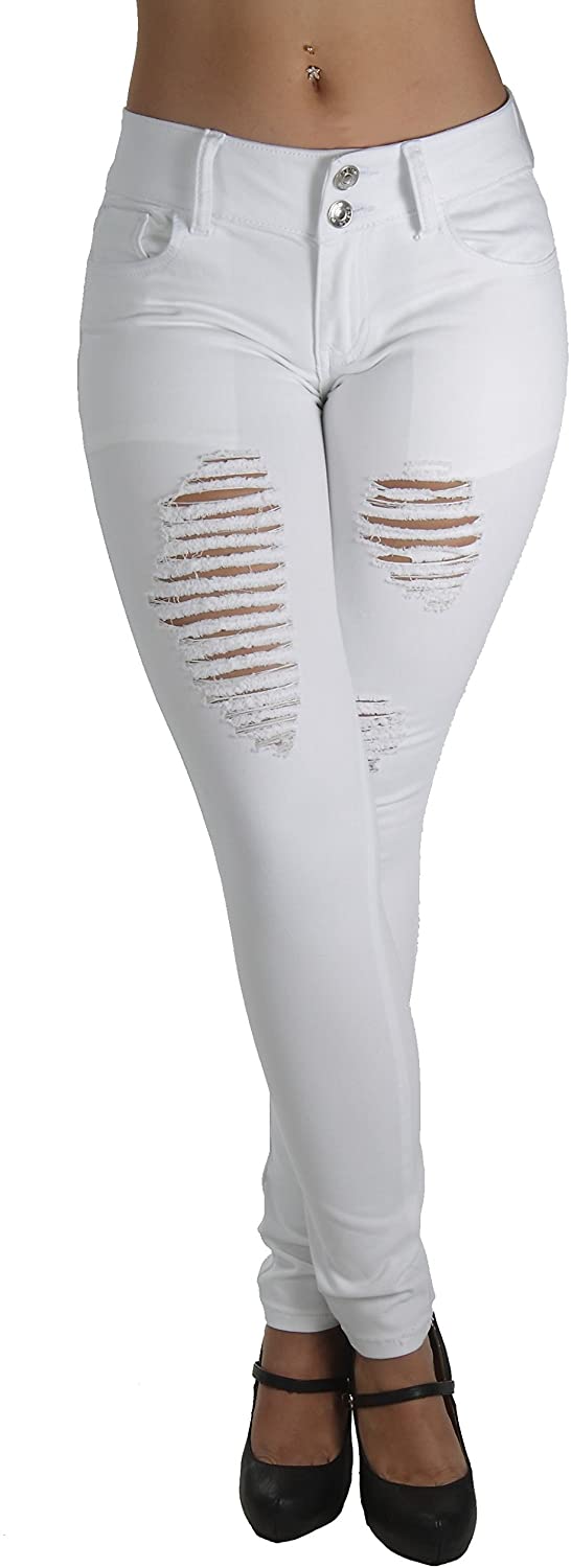 Price:$23.99 Plus Size Fashion Colored Jeans, Destroyed Ripped, Sexy Skinny Jeans at Amazon Women's Jeans store