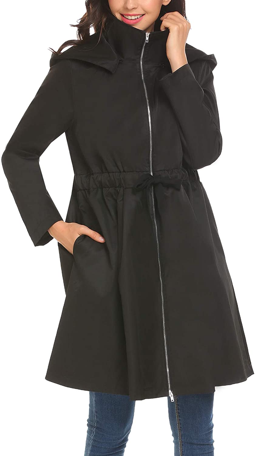 Price:$68.99    Zeagoo Women Hooded Coat Lightweight Windbreaker Outdoor Anorak Waist Jacket  Clothing