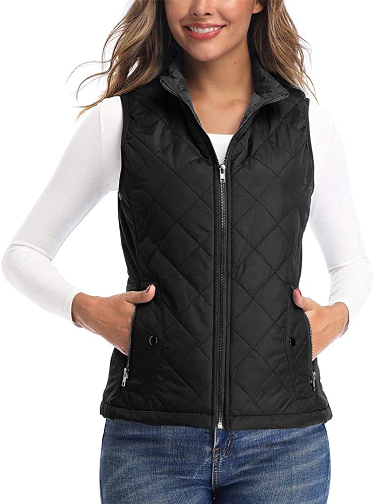 Price:$17.99    Art3d Women's Vests - Padded Lightweight Vest for Women, Stand Collar Quilted Gilet with Zip Pockets  Clothing