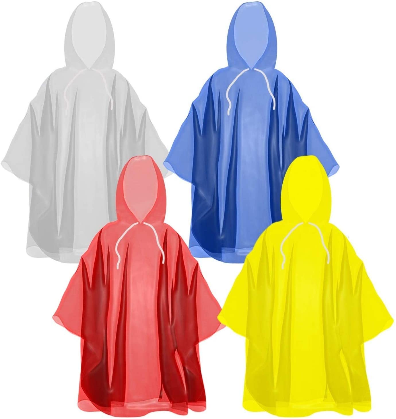 Price:$7.99    The Clean Explorer Disposable Rain Ponchos with Hood and Drawstring  Extra Thick (4 Pack - Adult Size)  Clothing
