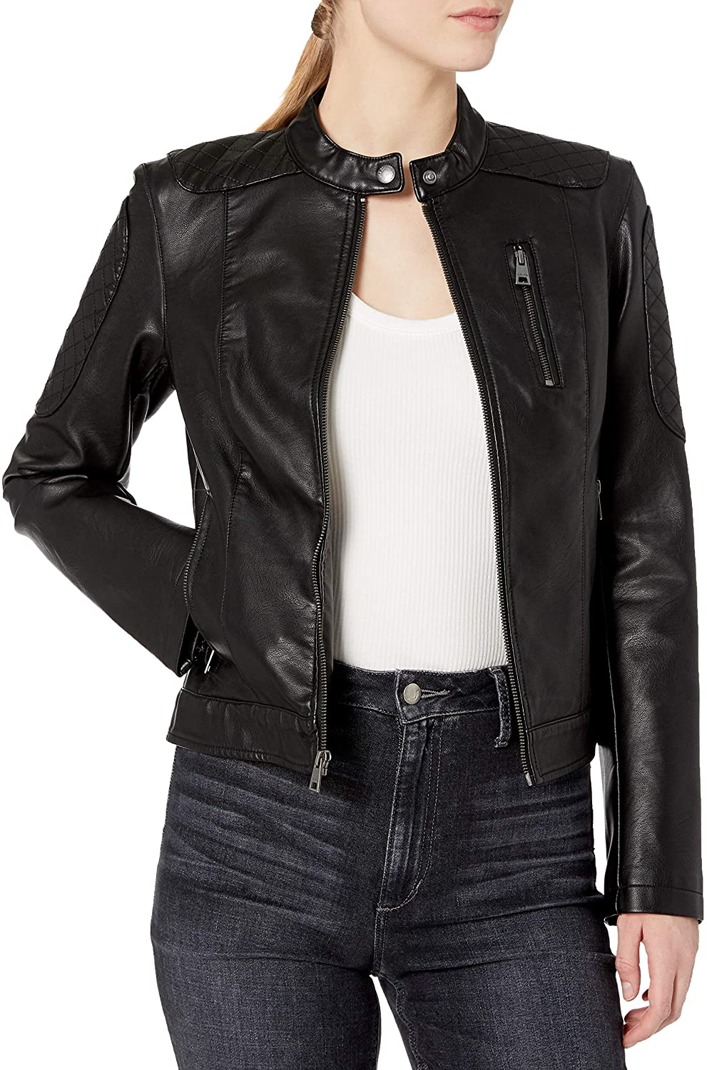 Price:$46.03 Levi's Women's Faux Leather Motorcross Racer Jacket at Amazon Women's Coats Shop