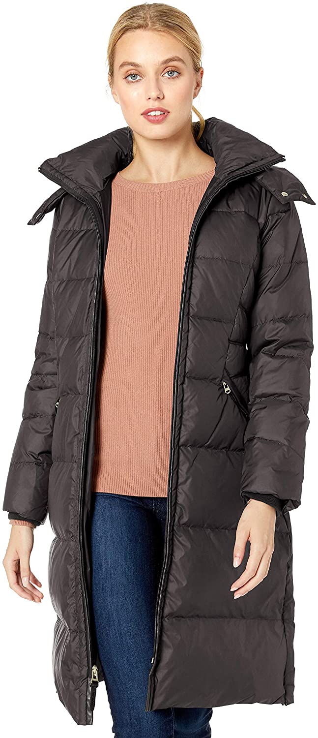 Price:$40.57    Cole Haan Women's Essential Down Coat with Fur Trim Hood  Clothing
