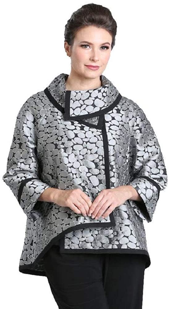 Price:$142.00    IC Collection Jacquard High-Low Jacket - 3004J  Clothing