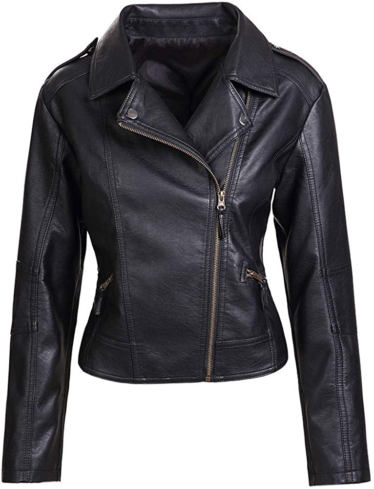 Price:$39.99 Artfasion Womens Slim Tailoring Faux Leather PU Short Jacket Coat Moto Biker Jacket at Amazon Women's Coats Shop
