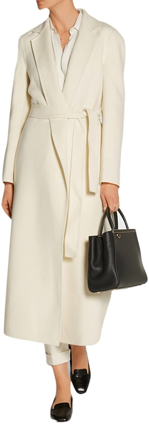 Price:$69.59    Lingswallow Women's Elegant Double Breasted White Casual Pockets Long Trench Coat  Clothing