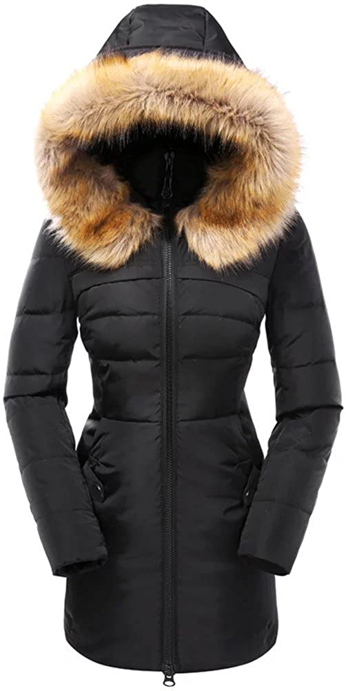 Price:$79.99    Beinia Valuker Women's Down Coat with Fur Hood with 90% Down Parka Puffer Jacket  Clothing