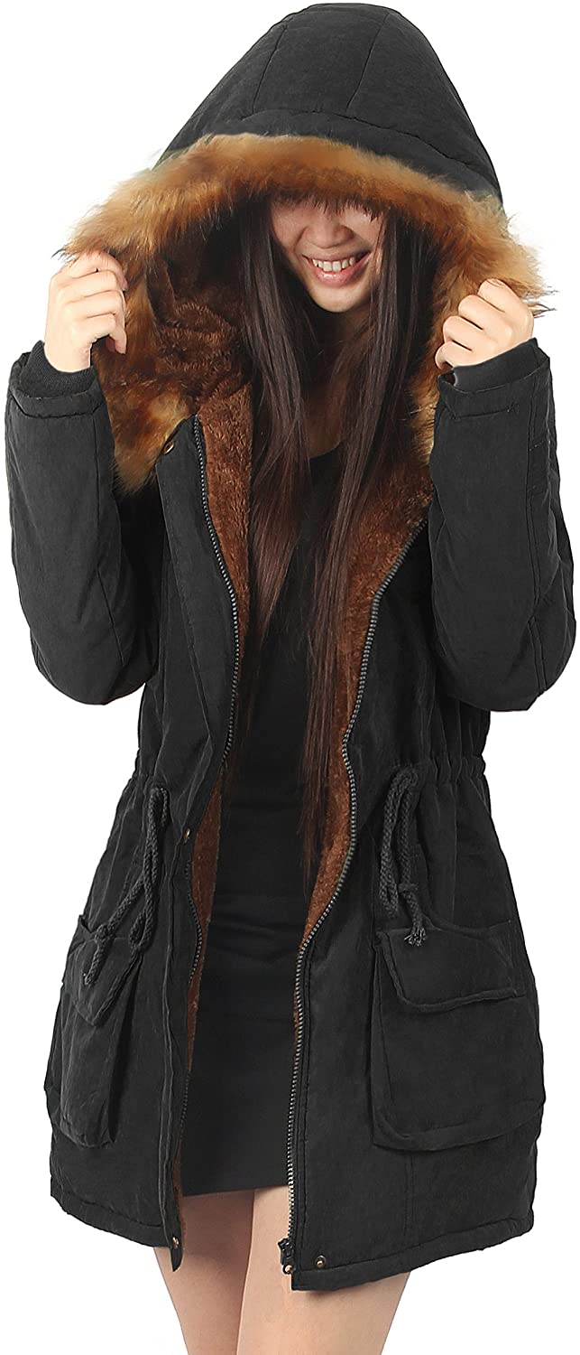 Price:$39.99    iloveSIA Womens Hooded Warm Coats Parkas with Faux Fur Jackets  Clothing