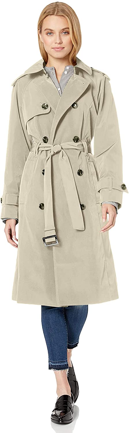 Price:$96.19    London Fog Women's 3/4 Length Double-Breasted Trench Coat with Belt  Clothing