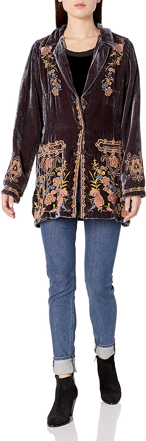 Price:$172.07 Pete & Greta by Johnny Was Women's Velvet Embroidered Jacket at Amazon Women's Coats Shop