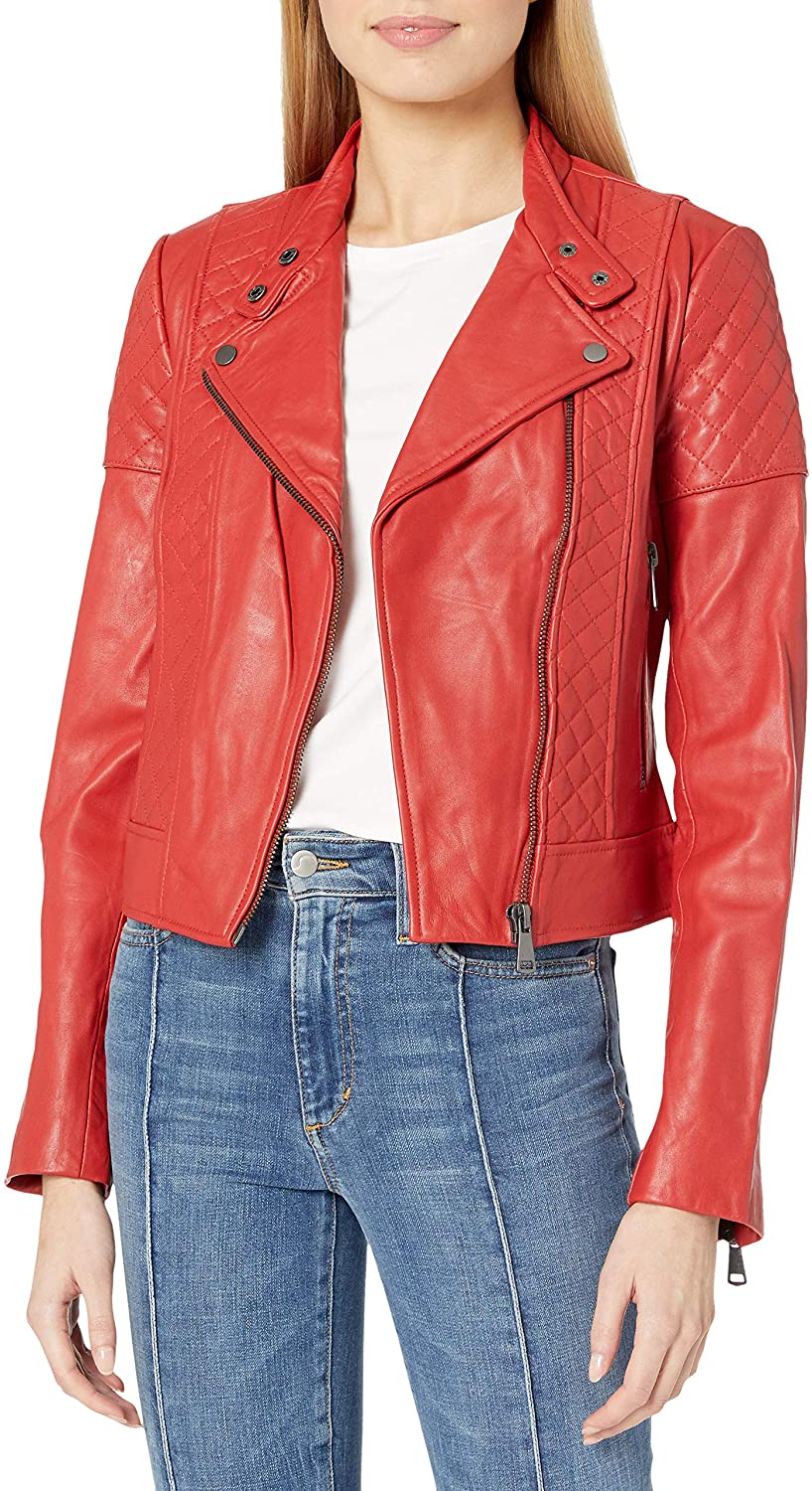 Price:$177.90 Bagatelle Women's Leather Quilted Moto Jacket at Amazon Women's Coats Shop