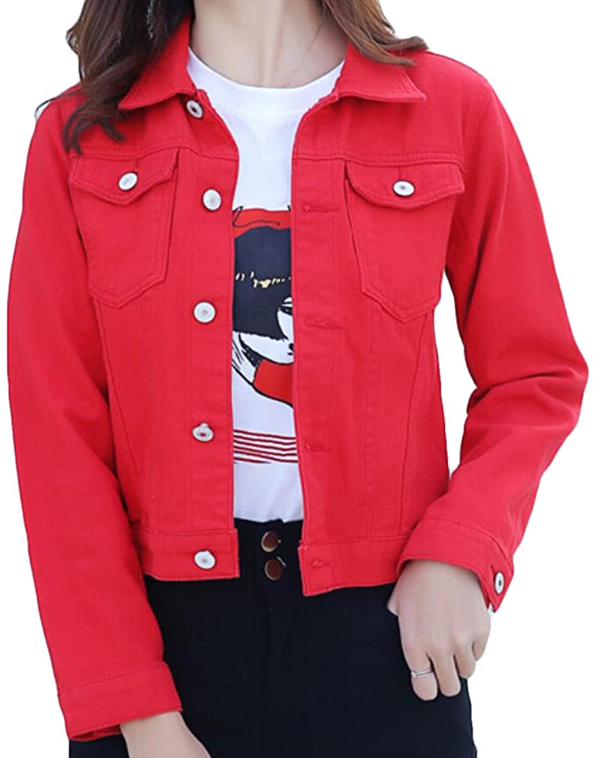 Price:$7.01 KLJR Women Slim Fit Button Front Stretch Denim Jacket with Pockets at Amazon Women's Coats Shop