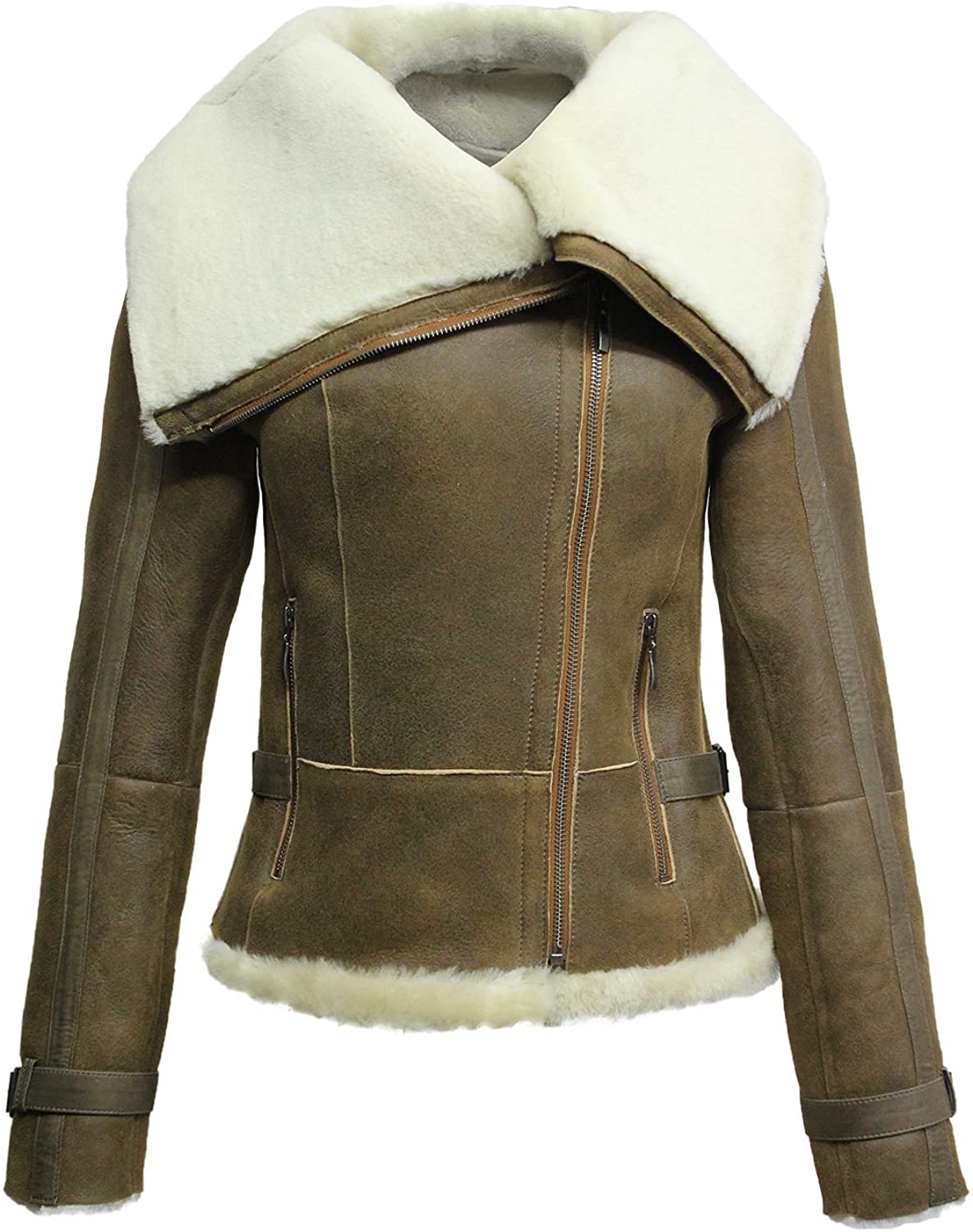 Price:$399.00 BRANDSLOCK Ladies Genuine Sheepskin Leather Flying Aviator Winter Jacket at Amazon Women's Coats Shop