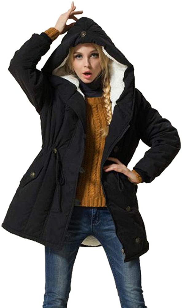Price:$38.99    Eleter Women's Winter Warm Coat Hoodie Parkas Overcoat Fleece Outwear Jacket with Drawstring  Clothing