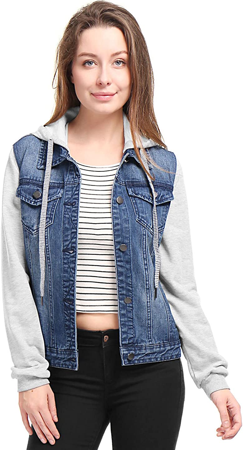 Price:$46.99 Allegra K Women's Layered Drawstring Hood Denim Jacket w Pockets at Amazon Women's Coats Shop