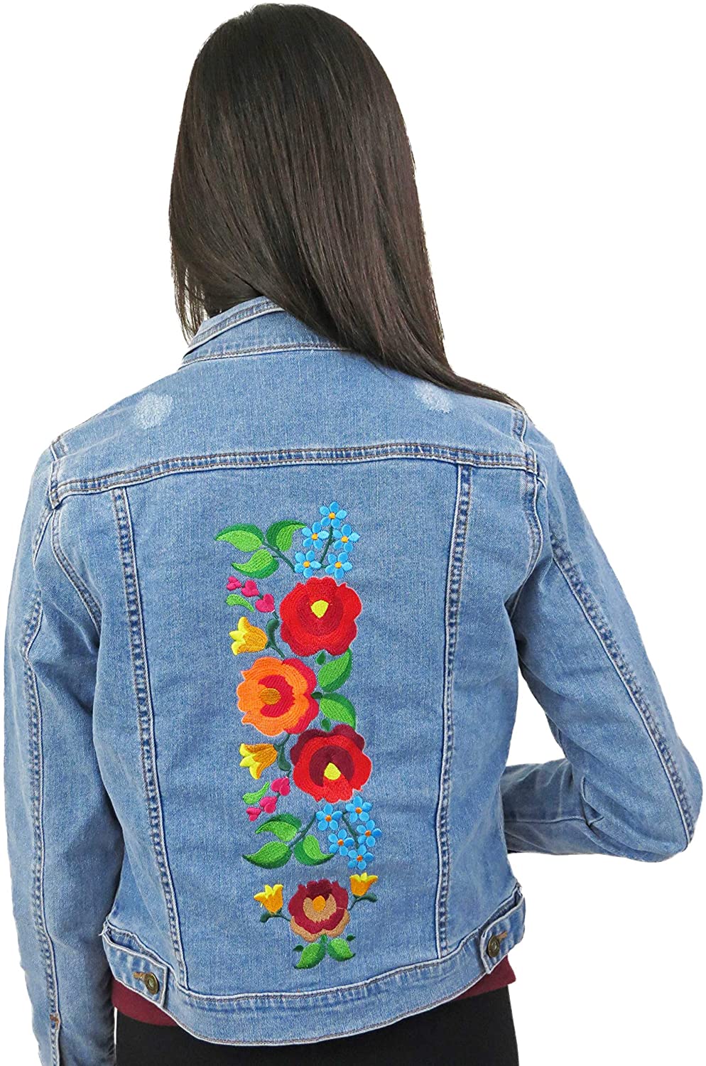 Price:$44.00 Leos Imports Women's Embroidered Distressed Denim Jacket Light Blue at Amazon Women's Coats Shop