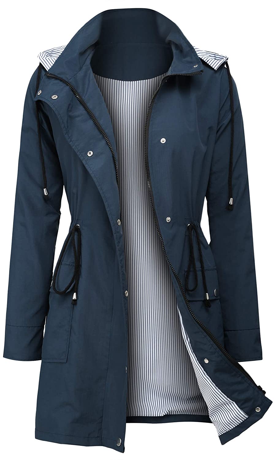 Price:$24.99    ZEGOLO Womens Rain Jacket Waterproof Rain Coats Windbreaker Ladies Raincoat Trench Coat with Hood  Clothing
