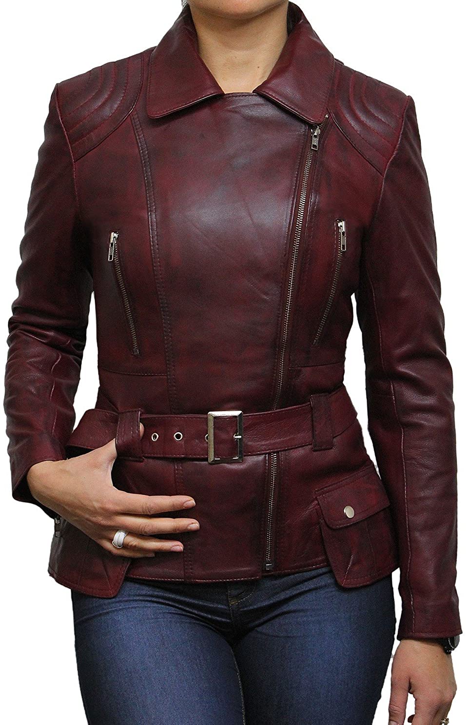 Price:$169.99 BRANDSLOCK Ladies Genuine Leather Jacket Mid Length Designer at Amazon Women's Coats Shop