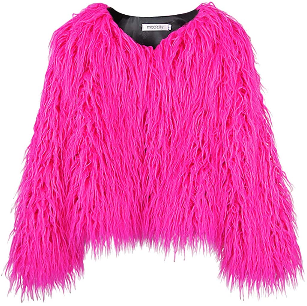 Price:$22.29 STORTO Womens Casual Faux Fur Pullover Crop Tops Long Sleeve Fashion Warm Sweatshirt Coat at Amazon Women’s Clothing store