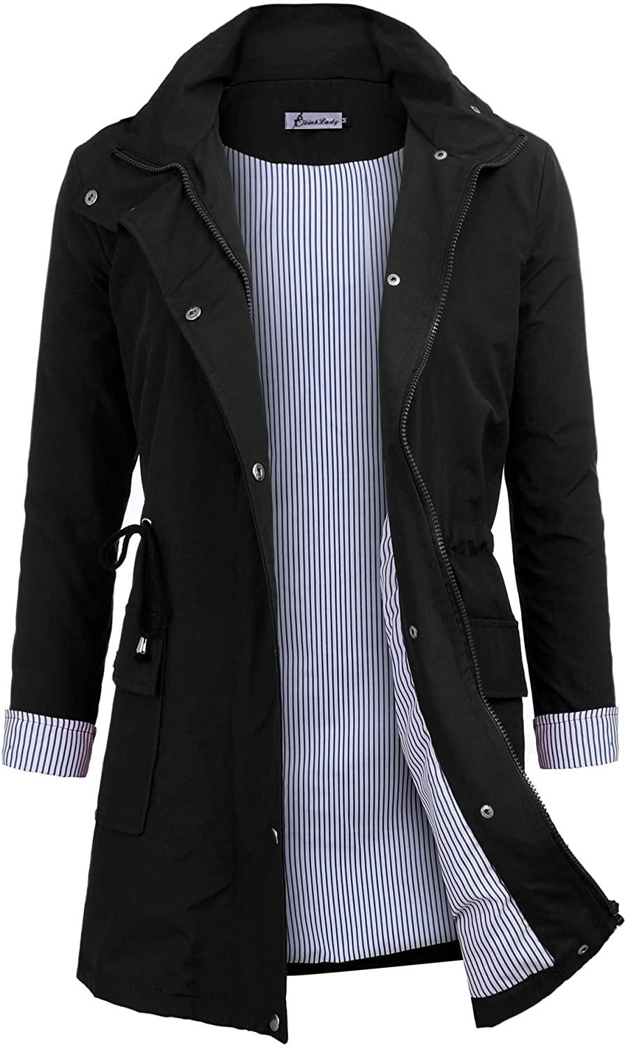 Price:$8.99    Twinklady Rain Jacket Women Windbreaker Striped Climbing Raincoats Waterproof Lightweight Outdoor Hooded Trench Coats  Clothing