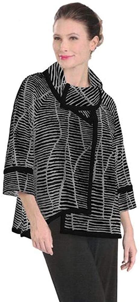 Price:$139.00    IC Collection Mixed Stripe High-Low Jacket - 2148J  Clothing