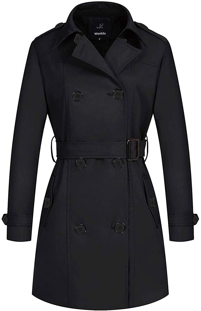 Price:$49.76    Wantdo Women's Double-Breasted Trench Coat with Belt  Clothing