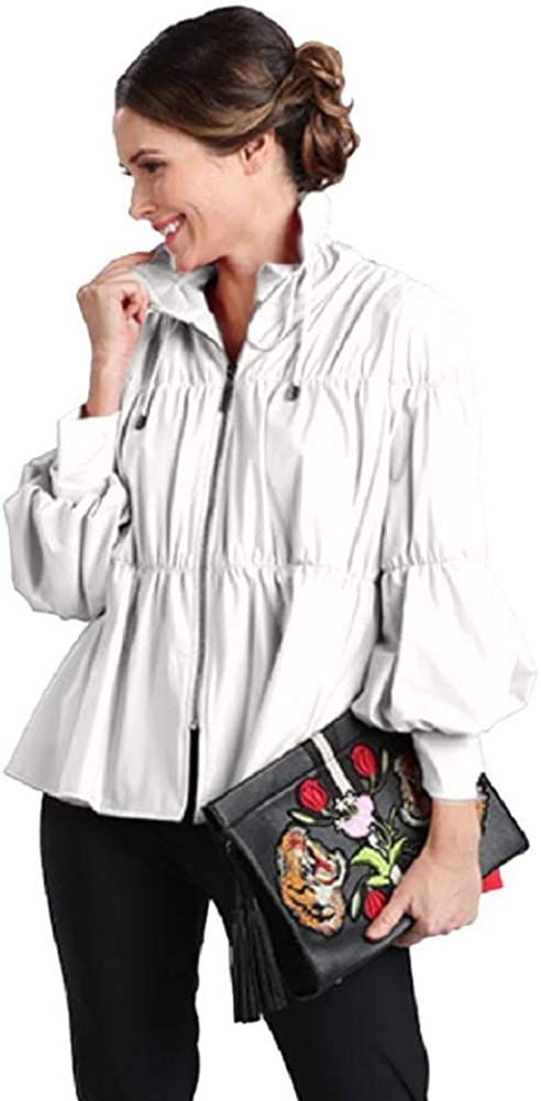 Price:$171.25    IC Collection Zip Front Cinched Parachute Jacket - 1395J  Clothing