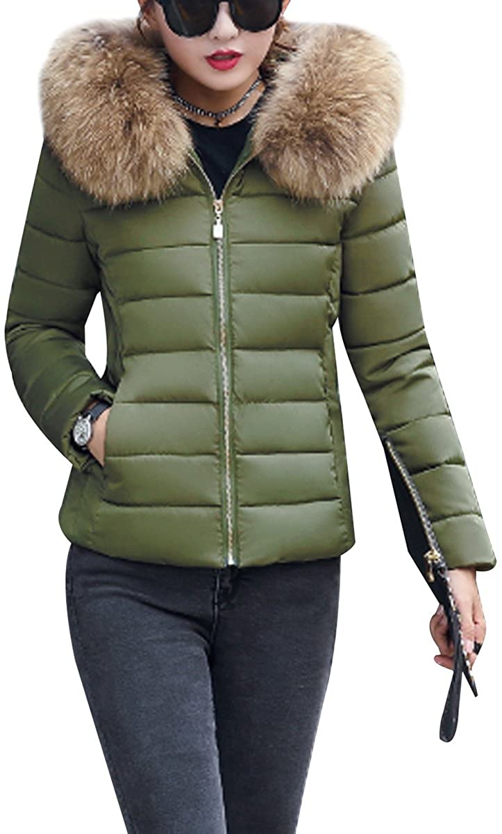 Price:$37.99    YMING Women's Winter Down Coat Warm Thickened Quilted Parka Jacket with Hood  Clothing