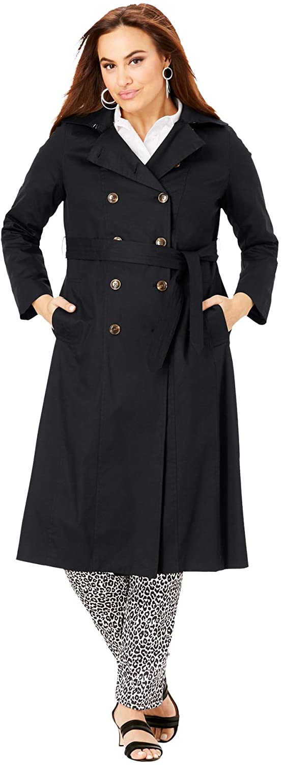 Price:$57.10    Jessica London Women's Plus Size Double Breasted Long Trench Coat  Clothing