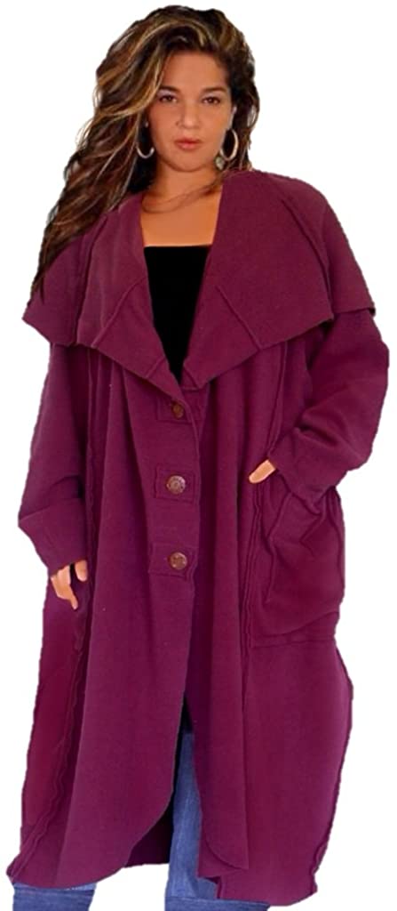 Price:$80.99    LOTUSTRADERS Women's Boho Fleece Coat Lagenlook Pockets Jacket P142  Clothing