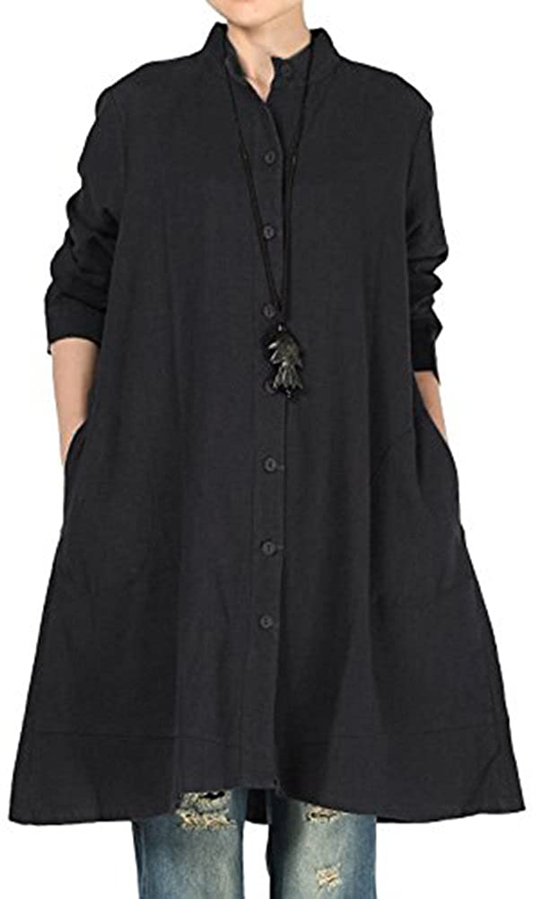 Price:$29.00 Mordenmiss Women's New Cotton Linen Full Front Buttons Jacket Outfit with Pockets at Amazon Women's Coats Shop